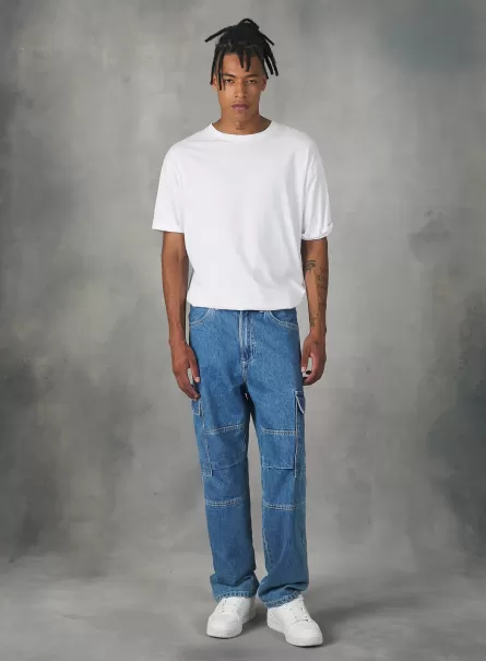 Cargo Jeans With Contrast Stitching D003 Medium Blue Denim Days Men