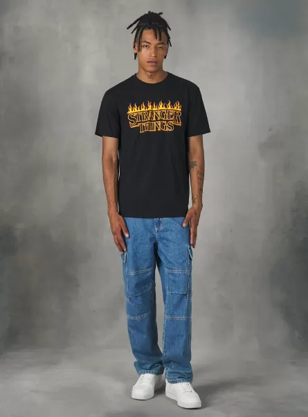 Bk1 Black Men T-Shirt Stranger Things / Alcott T-Shirt