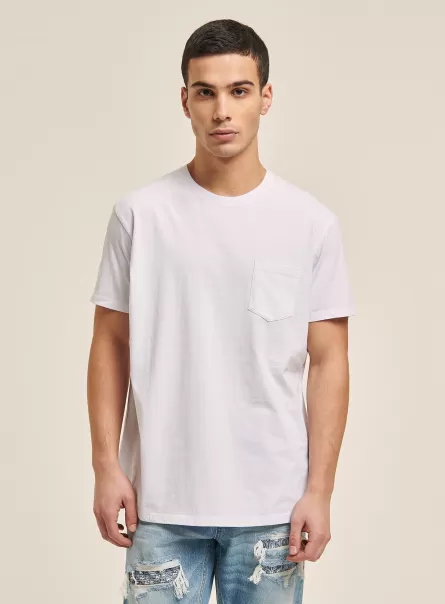 T-Shirt Maglietta Girocollo Con Taschino In Cotone Men White