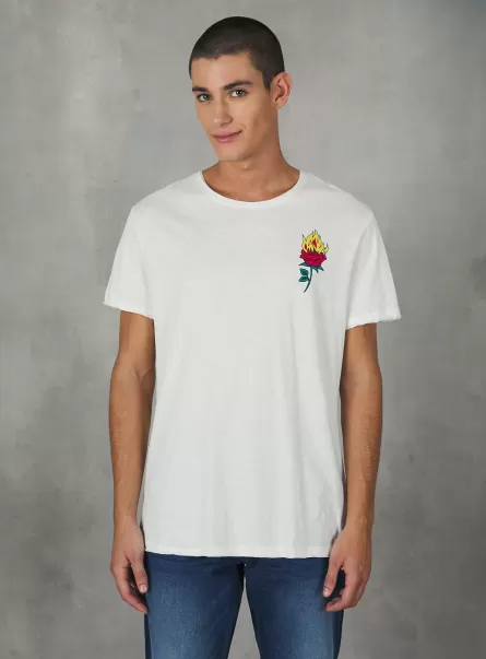 T-Shirt White Men Cotton T-Shirt With Print