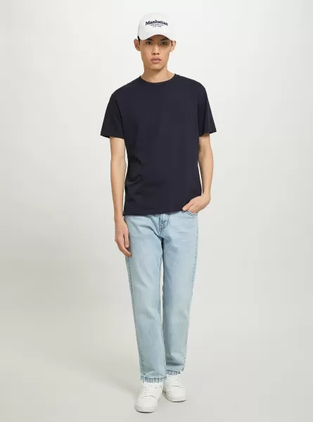 Blue Navy T-Shirt Basic Cotton T-Shirt Men