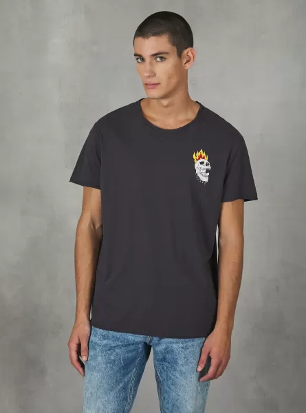 Cotton T-Shirt With Print T-Shirt Men Black