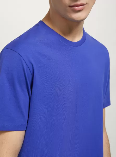 Cotton Crew-Neck T-Shirt Vi1 Violet Dark T-Shirt Men