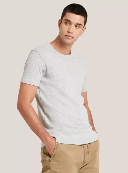 Men Light Grey Melange T-Shirt Printed T-Shirt