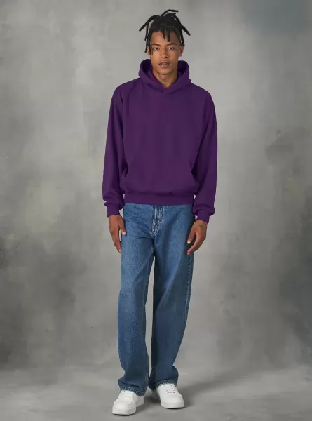 Men Sweatshirts Boxy Fit Hooded Sweatshirt Vi1 Violet Dark