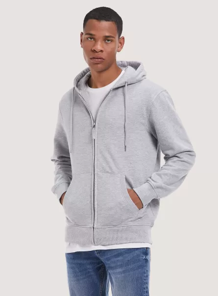 Sweatshirts Men Mgy2 Grey Mel Medium Cotton Zip Hoodie