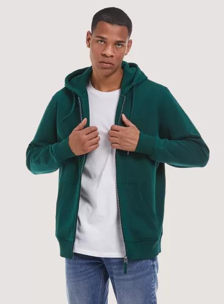 Men Cotton Zip Hoodie Sweatshirts Gn1 Green Dark