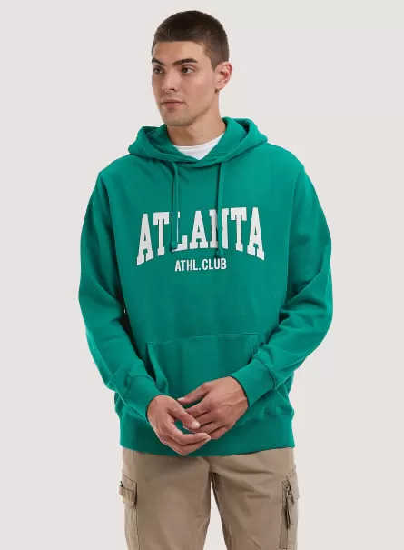 Sweatshirts Gn2 Green Medium Men College Print Hoodie