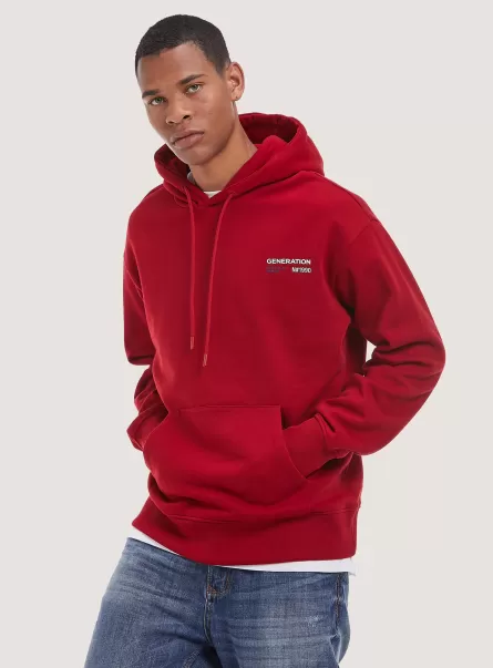 Sweatshirts Sweatshirt With Print And Hood Rd2 Red Medium Men