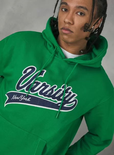 Gn2 Green Medium Sweatshirts Men Hoodie With College Patch