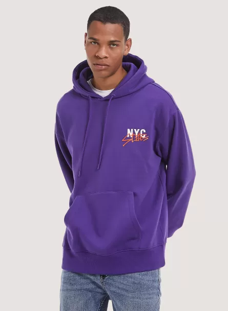 Men Sweatshirt With Print And Hood Sweatshirts Vi2 Violet Medium