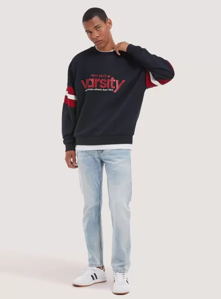 Men Varsity Print Sweatshirt Sweatshirts Na1 Navy Dark