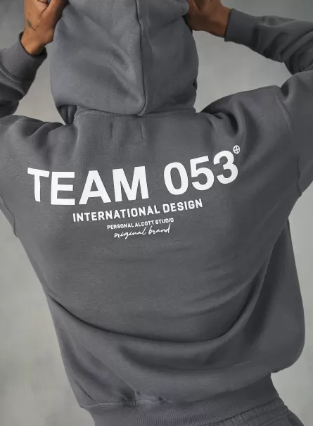 Sweatshirt With Team 053 Print Gy1 Grey Dark Men Sweatshirts