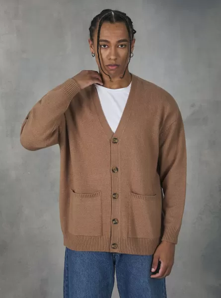 Sweaters Men Mbg3 Beige Mel Light Cardigan Pullover With Buttons