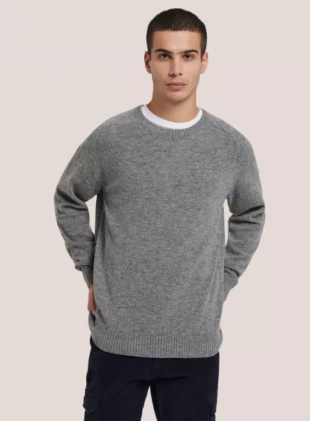 Sweaters Wool Blend Crew-Neck Pullover Grey Melange Men