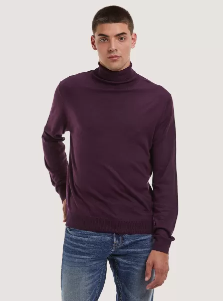 Men Sweaters Vi1 Violet Dark Soft Turtleneck Pullover