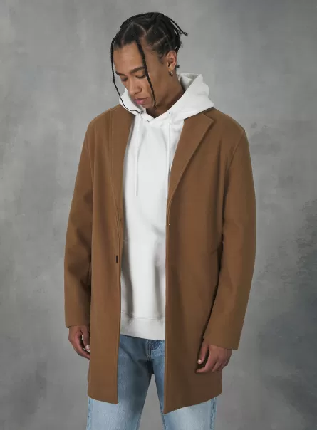 Single-Breasted Fabric Coat Men Jackets Tb2 Tobacco Medium