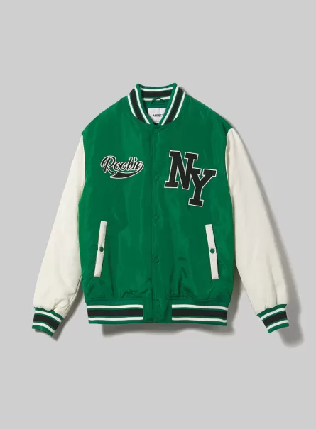College-Style Bomber Jacket With Recycled Padding Jackets Gn2 Green Medium Men