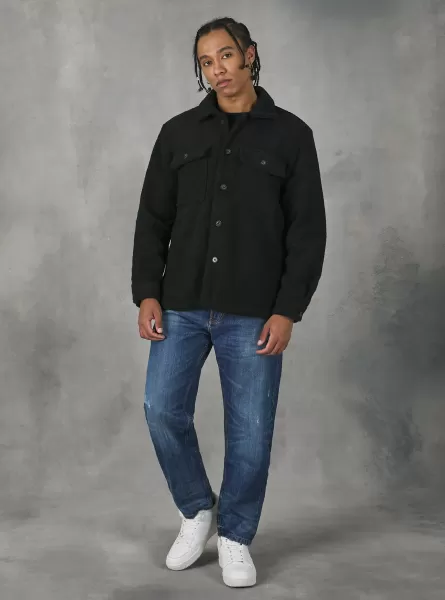 Shirt Jacket With Large Pockets Men Bk1 Black Jackets