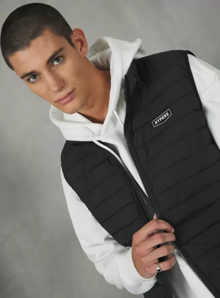 Padded Sleeve Jacket With Contrasting Zip Jackets Bk1 Black Men