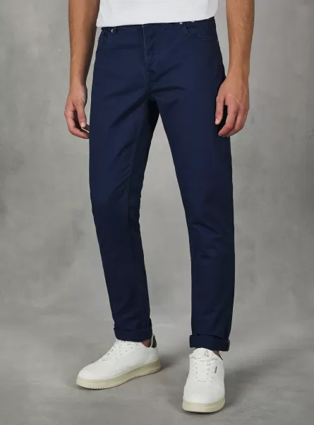 Na1 Navy Dark Skinny Fit Cotton Trousers Men Trousers
