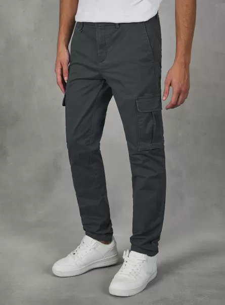 Men Cotton Cargo Chinos Trousers Gy1 Grey Dark