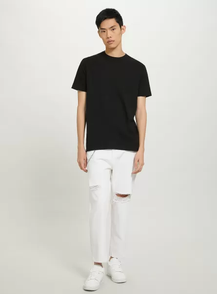 Trousers Relaxed Fit Jeans With Chain Men Wh2 White