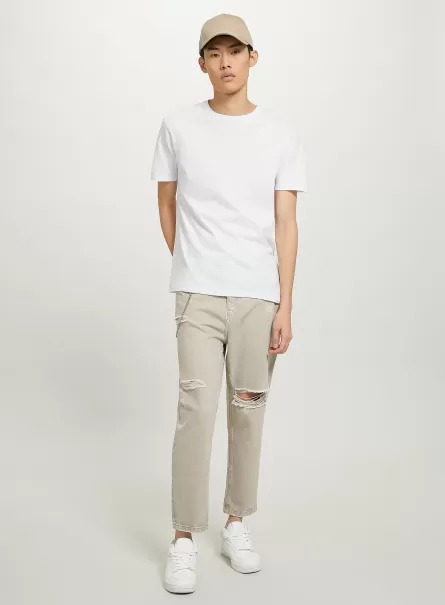 Relaxed Fit Jeans With Chain Trousers Bg3 Beige Light Men