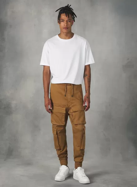 Trousers Jogger With Drawstring Hem And Large Pockets C5603 Tobacco Men