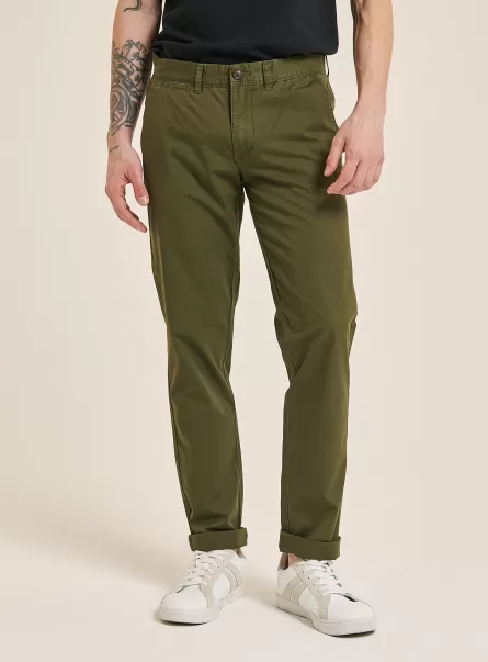 C0613 Green Twill Chinos Trousers Men