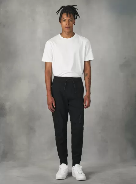 Bk1 Black Jogger Trousers With Large Pockets Men Trousers