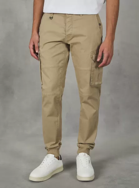 Cotton Cargo Trousers With Elastic Band Trousers Men Tb2 Tobacco Medium