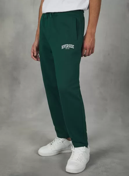 Trousers Jogger With College Print Men Gn1 Green Dark
