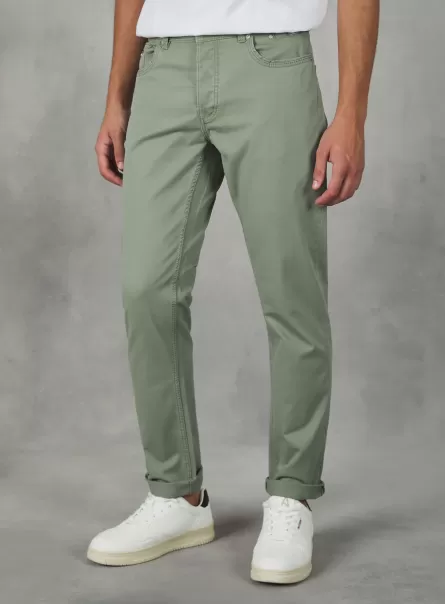 Skinny Fit Cotton Trousers Men Gn2 Green Medium Trousers