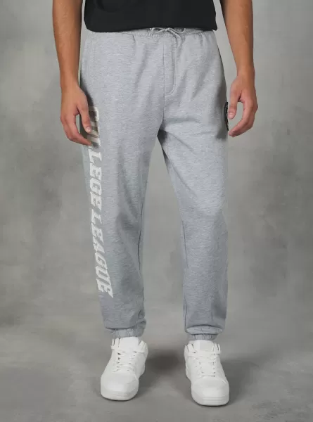Men Mgy2 Grey Mel Medium Trousers Jogger With College Patch