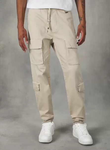 Bg3 Beige Light Trousers Jogger Trousers With Large Pockets Men