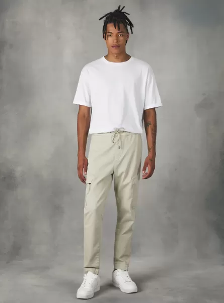 Men Trousers Bg3 Beige Light Jogger Trousers With Large Pockets
