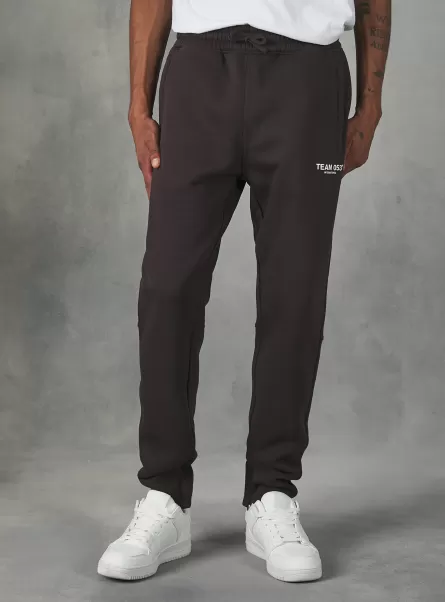 Jogger Trousers With Team 053 Print Men Br1 Brown Dark Trousers