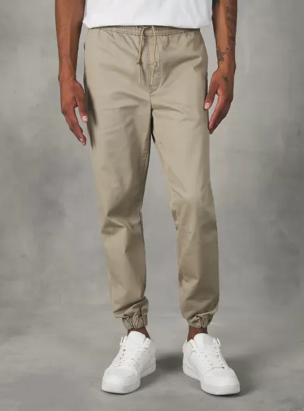 Trousers Men Cotton Jogger Trousers With Elastic Band And Drawstring Bg1 Beige Dark