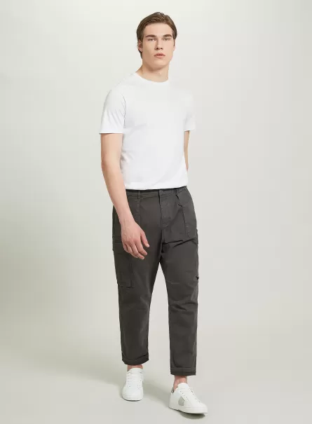 Trousers Pantaloni Cargo Relaxed In Twill Stretch Men Gy2 Grey Medium