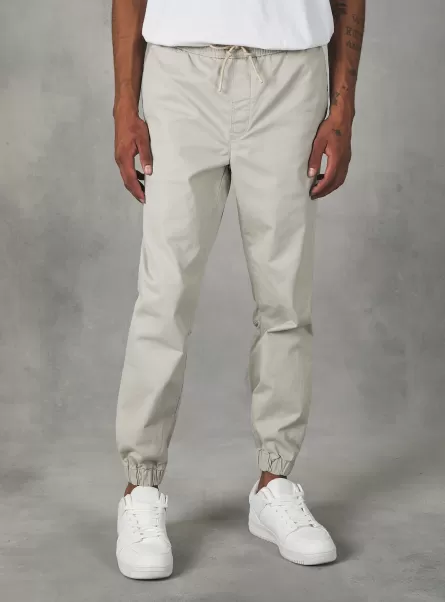 Trousers Bg3 Beige Light Men Cotton Jogger Trousers With Elastic Band And Drawstring