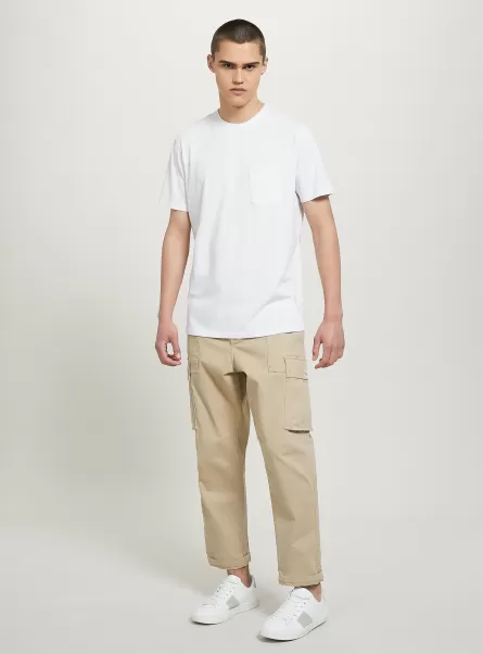 Men Trousers Pantaloni Cargo Relaxed In Twill Stretch Cm2 Camel Medium