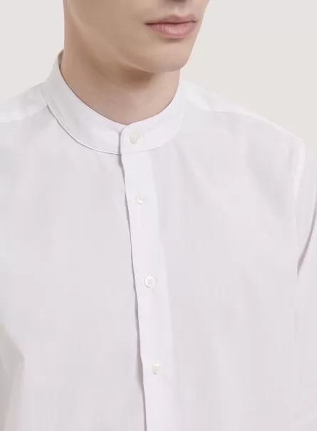 Camicia A Maniche Lunghe Con Collo Coreano White Men Shirts