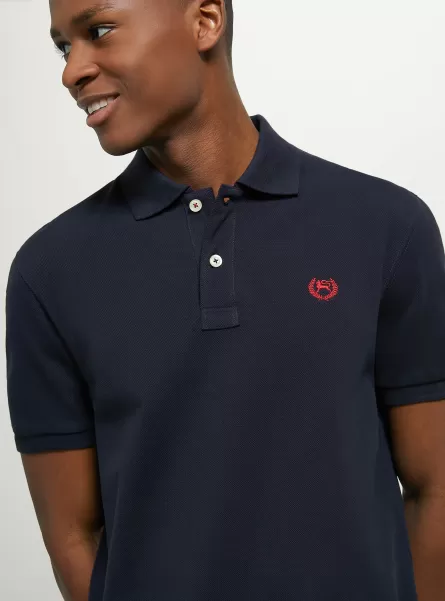 Polo Cotton Piqué Polo Shirt With Embroidery Men Na1 Navy Dark