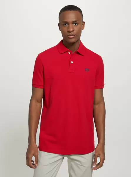 Polo Cotton Piqué Polo Shirt With Embroidery Men Rd2 Red Medium