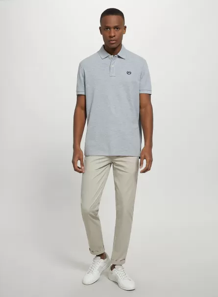 Cotton Piqué Polo Shirt With Embroidery Polo Mgy2 Grey Mel Medium Men