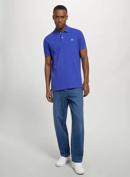 Men Polo Vi1 Violet Dark Cotton Piqué Polo Shirt With Embroidery