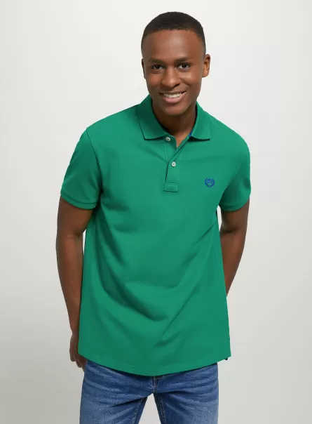 Men Gn2 Green Medium Polo Cotton Piqué Polo Shirt With Embroidery