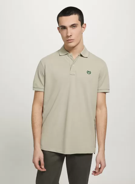 Cotton Piqué Polo Shirt With Embroidery Bg2 Beige Medium Men Polo
