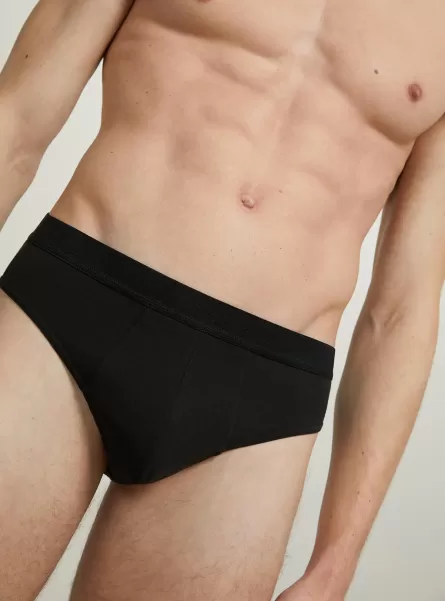 Underwear Set Of 3 Pairs Of Stretch Cotton Briefs Men Bk1 Black